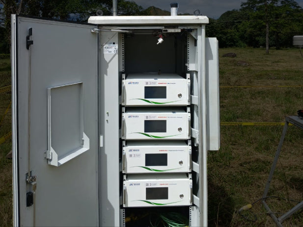 Shelter de monitoreo con analizadores FPI instalado en campo